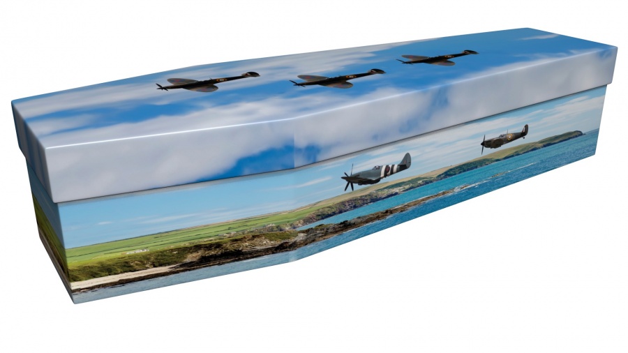Cardboard Coffin with Spitfire Picture